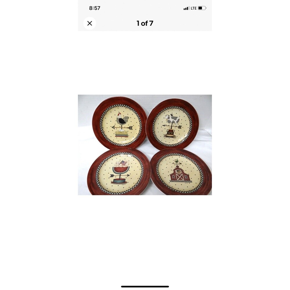 New NWOB 4 DEBBIE MUMM  Weathervane Stoneware Dessert Salad Plates Sakura